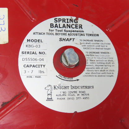 Knight Industries KBG-03 Retractable Tool Spring Balancer 3-7LBS Capacity