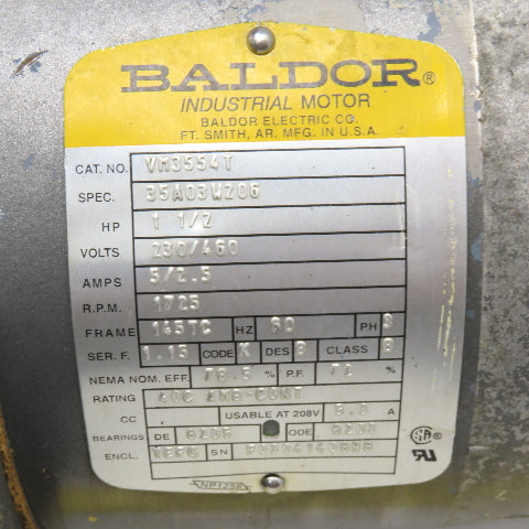 Boston Gear 60:1 Ratio Gear Motor 1.5Hp 230/460V 3Ph 28.75RPM Output