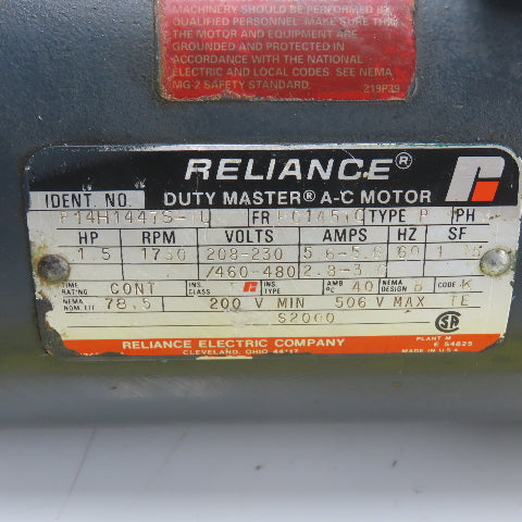 General Electric P14H1447S-TU 1.5HP AC Electric Motor 230/460V 3Ph 1730RPM
