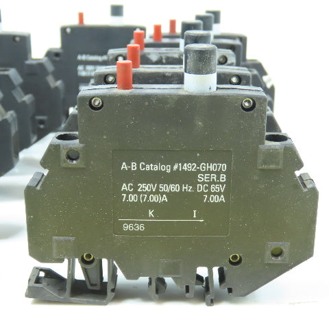 Allen Bradley 1492-GH070 Ser B Rail Mount 7A Single Pole Circuit Breaker Lot/11