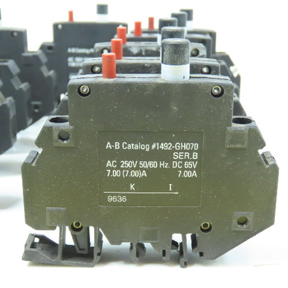 Allen Bradley 1492-GH070 Ser B Rail Mount 7A Single Pole Circuit Breaker Lot/11