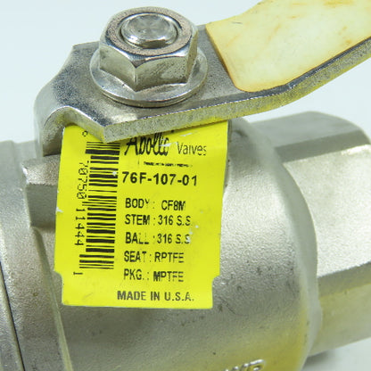 Apollo 76F-107-01 1-1/2" NPT CF8M Stainless Steel Ball Valve 1000CWP