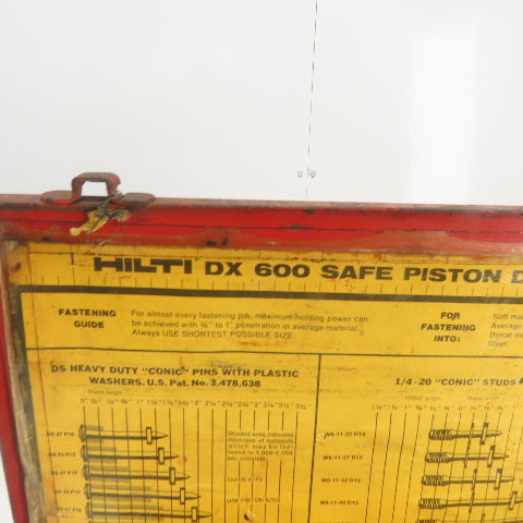 Hilti DX 600 Powder Actuated Fastner Nail Gun W/ Accessories
