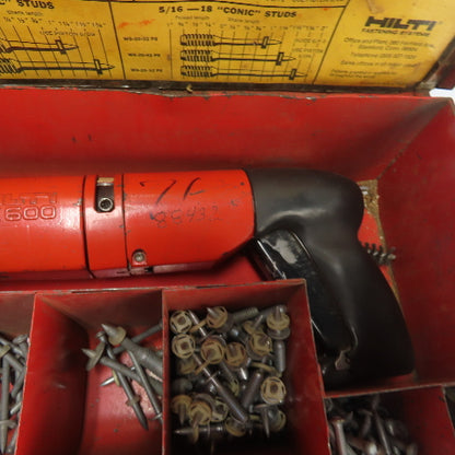 Hilti DX 600 Powder Actuated Fastner Nail Gun W/ Accessories