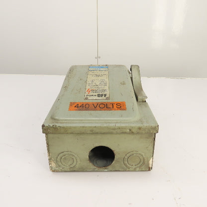 Gould F352 60A Heavy Duty 3-Pole Fusible Safety Disconnect Switch 600VAC 30HP