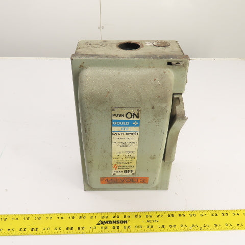 Gould F352 60A Heavy Duty 3-Pole Fusible Safety Disconnect Switch 600VAC 30HP