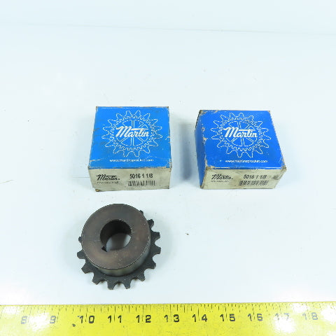 Martin 5016 Single Row Chain Coupling Sprocket 1-1/8" Bore Lot Of 2 New