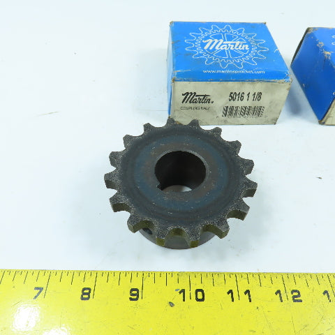 Martin 5016 Single Row Chain Coupling Sprocket 1-1/8" Bore Lot Of 2 New