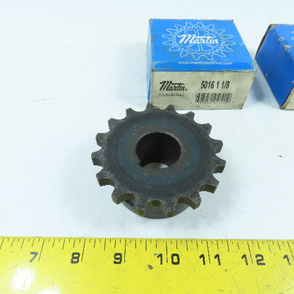 Martin 5016 Single Row Chain Coupling Sprocket 1-1/8" Bore Lot Of 2 New