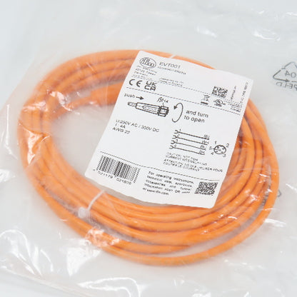 IFM EVT001 Female Connection Cable Assembly 5m 22AWG 250V M12 Lot Of 2
