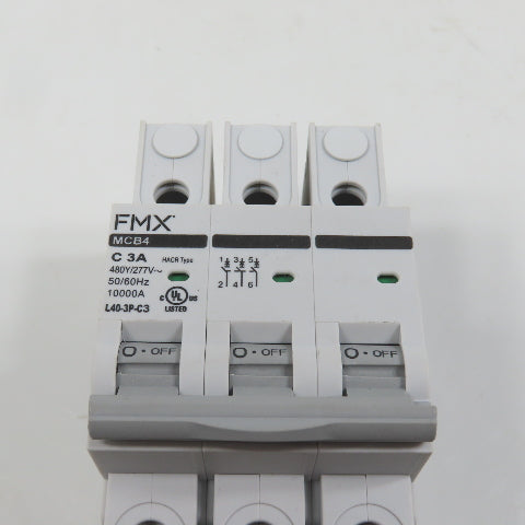 FMX L40-3P-C3 MCB4 C 3A Three 3-Pole Circuit Breaker 480/277VAC (Clean)