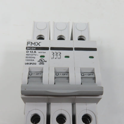 FMX L40-3P-C13 MCB4 C 13A Three 3-Pole Circuit Breaker 480/277VAC (Clean)