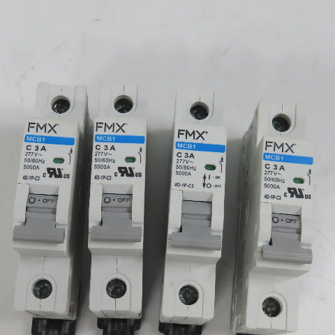 FMX 4D-1P-C3 MCB1 C 3A Single 1-Pole Circuit Breaker 277VAC Lot Of 4 (Clean)