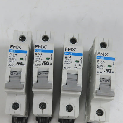 FMX 4D-1P-C3 MCB1 C 3A Single 1-Pole Circuit Breaker 277VAC Lot Of 4 (Clean)