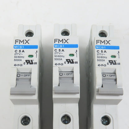 FMX 4D-1P-C5 MCB1 C 5A Single 1-Pole Circuit Breaker 277VAC Lot Of 3 (Clean)