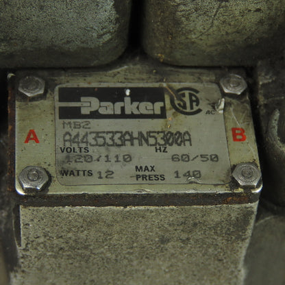 Parker A443533AHN5300A Solenoid Valve 110/120V 50/60Hz 12W 140PSI