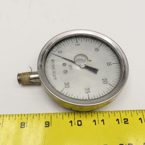 Ashcroft 0-30 PSI Bottom Port Stainless Steel Pressure Gauge 1/4"NPT 4" Filled