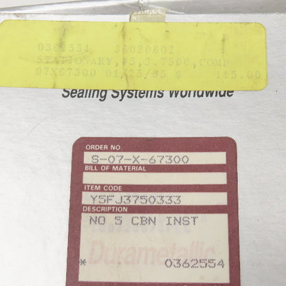 Durametallic 07X67300 Stationary Seal No 5 CBN INST 3.7500 Carbon