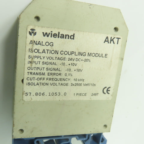 Wieland 57.806.1053.0 AKT Analog Isolation Coupling Module 24VDC