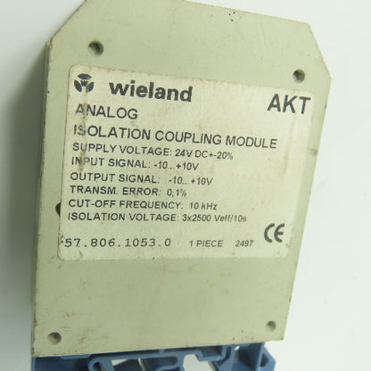 Wieland 57.806.1053.0 AKT Analog Isolation Coupling Module 24VDC