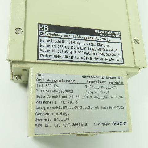 Hartmann & Braun TEU 320-Ex 11342-0-7130003 Transformer