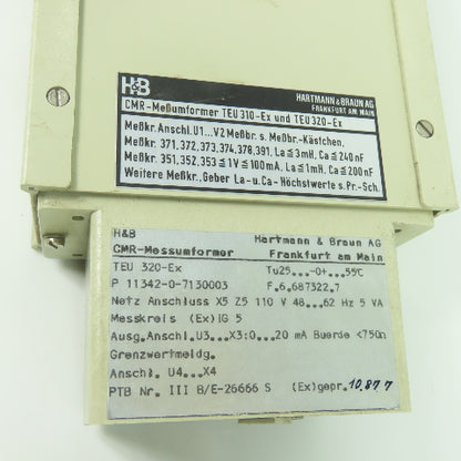 Hartmann & Braun TEU 320-Ex 11342-0-7130003 Transformer