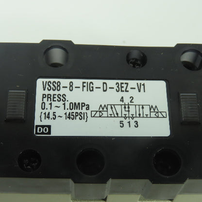SMC VSS8-8-FIG-D-3EZ-V1 5/3 Position Float Center Pneumatic Valve 21-26VDC Coil
