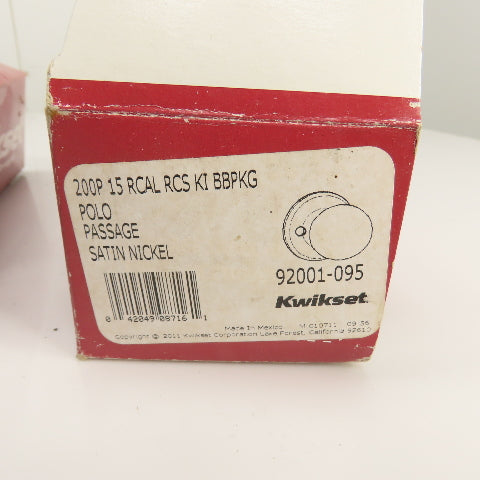 Kwikset 92001-095 Passage Door Knob Satin Nickel Lot/4 (Missing Parts)