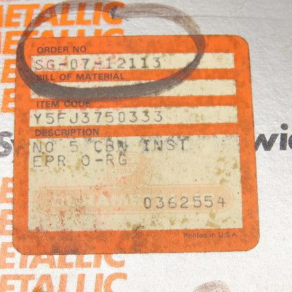 Durametallic Y5FJ3750333 No 5 CBN INST EPR O-RG Carbon Seal