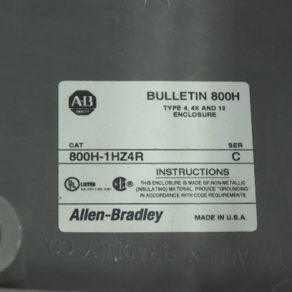 Allen Bradley 800H-1HZ4R Bulletin 800H Pushbutton Enclosure Type 4, 4X, 13 Lot/2