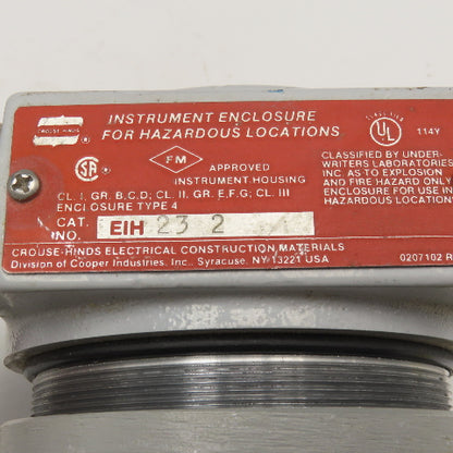 Crouse Hinds EIH 23 2 Model FID Flame Detector In HAZ LOC Enclosure