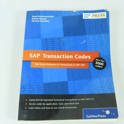 SAP ERP 6.0 Transaction Codes Quick Reference Guide Book Krishnamoorthy, Murray