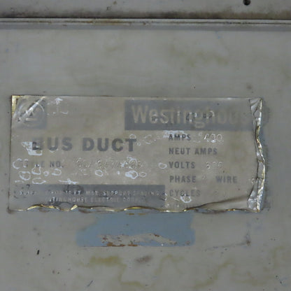 Westinghouse 400A 3PH Copper Bus Duct 600V 10' Sections 50' Total