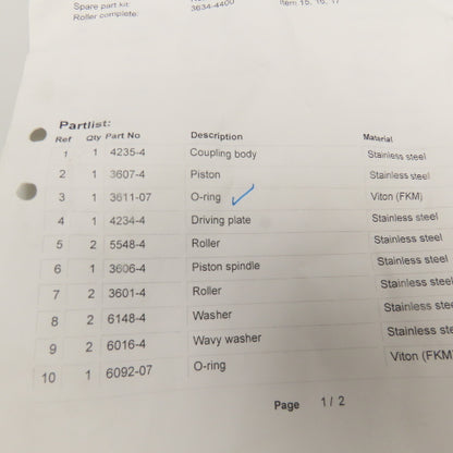 Todo Todo-Matic Dry Break Coupling Repair Seal Kit 2" 4WD Piston 3634-4400