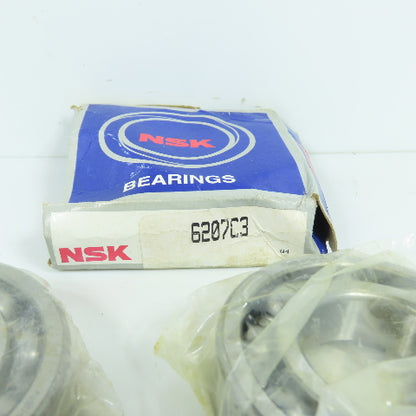 NSK 6207 6207C3 Radial/Deep Groove Ball Bearing 72mm OD x 35mm ID x 17mm Lot/4