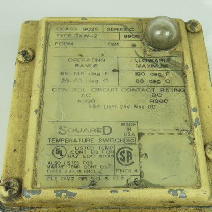 Square D GXW-2 Class 9025 Temperature Switch 85-145°F Range