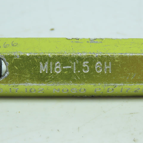 Atlas M18 x 1.5-6H Thread Plug Gage GO 17.102 NOGO 17.292