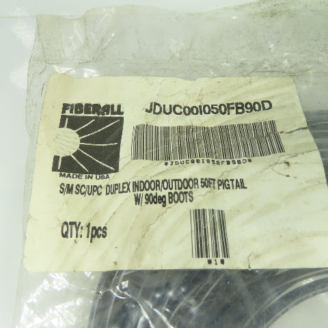 Fiberall JUDC0050FB90D S/M SC/UPC Duplex Indoor Outdoor Pigtail 90deg Boots 50Ft