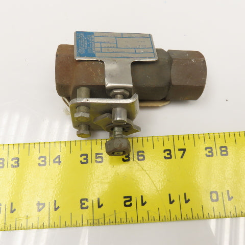 Jamesbury 1/2" NPT Shut Off Valve Chlorine Service 325°F