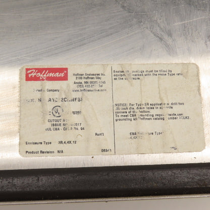 Hoffman A1212CHNFSS 12" x 12" x 6" Stainless Electrical Enclosure (No Backplate)