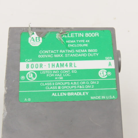 Allen Bradley 800R-1HAM4RL Hazardous Location Electrical Switch Box 600V Max