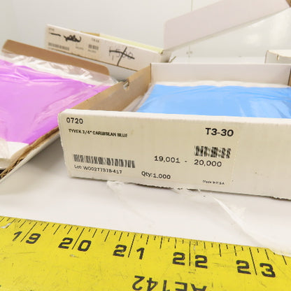 Tyvek T3-30, T3-11, T3-12 3/4" Wristbands Huge Lot Misc Colors 6 Boxes 2000 Plus