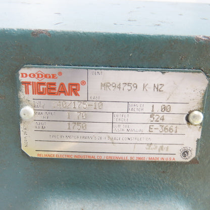 Dodge Tigear MR94759 Gear Reducer 140/175-10 Ratio 524 Torque 1.70HP