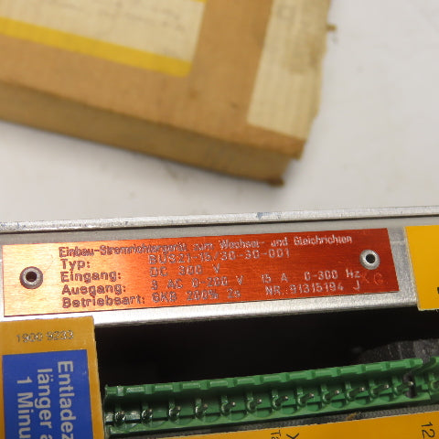 Baumuller BUS21-15/30-30-001 Servo Power Converter 300VDC In 0-200VAC 15A Out