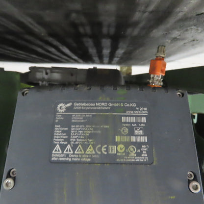 Variable Speed Powered Roller Belt Lift 90° Transfer Conveyor 69"BF x 95"L 33FPM