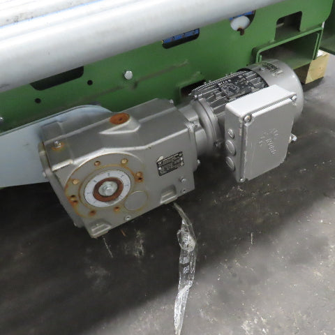 Variable Speed Powered Roller Belt Lift 90° Transfer Conveyor 69"BF x 95"L 33FPM
