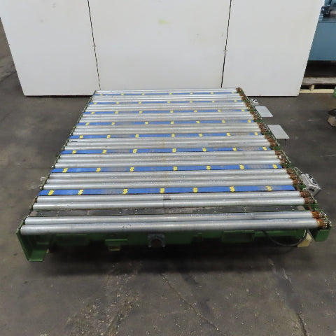 Variable Speed Powered Roller Belt Lift 90° Transfer Conveyor 69"BF x 95"L 33FPM