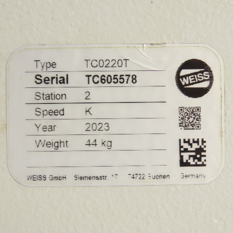 Weiss TC0220T Rotary Indexing Table 270/480V 3PH (Very Clean) 2023