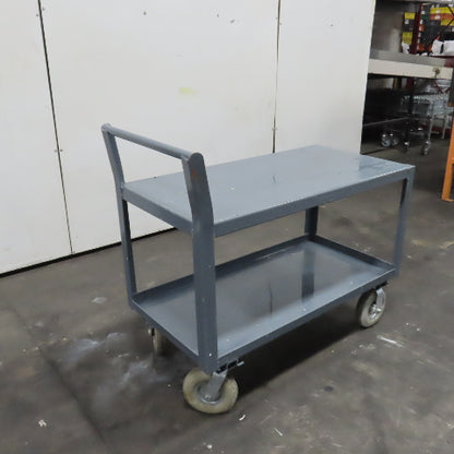48" L x 24" W x 34" H Instrument Service Stock Parts Cart W/ 2 Shelf & Air Tires