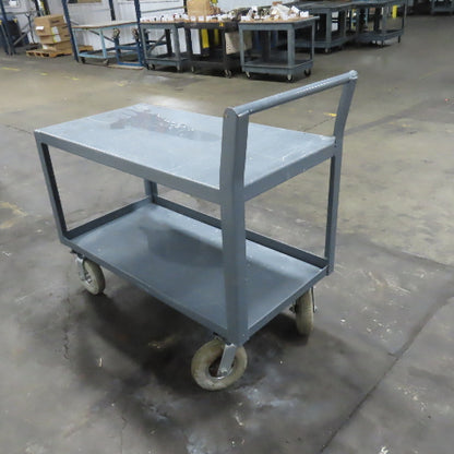 48" L x 24" W x 34" H Instrument Service Stock Parts Cart W/ 2 Shelf & Air Tires